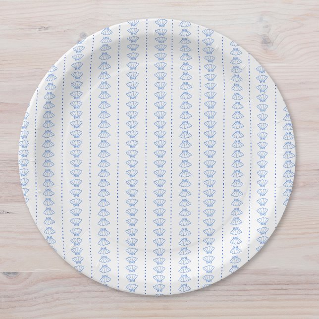 Assiettes En Carton Elégant Mariage côtier marin bleu (Créateur téléchargé)