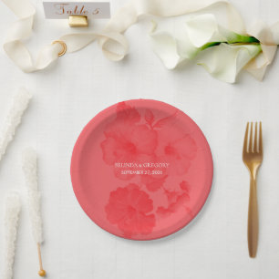 Assiettes En Carton Elégant Mariage d'hibiscus aquarelle