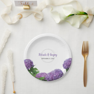 Assiettes En Carton Élégant Mariage d'Hydrangée violette