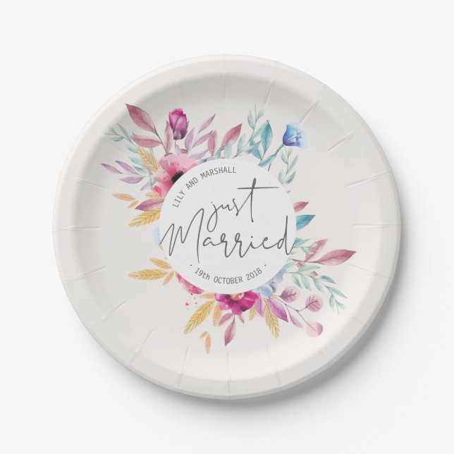 Assiettes En Carton Élégant Mariage marié | Plaque papier (Devant)