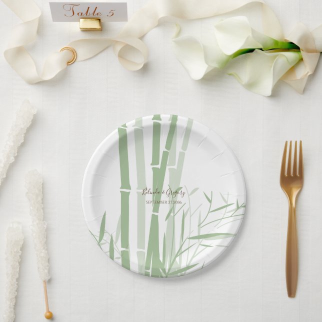Assiettes En Carton Élégant Mariage oriental en bambou (Mariage)