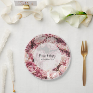 Assiettes En Carton Élégant Mariage Pink Peonies