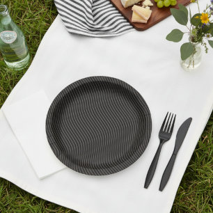 Assiettes En Carton Élégant moderne rayé noir