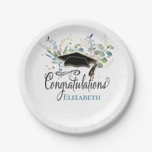 Assiettes En Carton  Élégant Monogramme de la remise des diplômes d