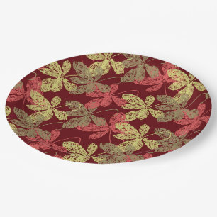 Assiettes En Carton Élégant motif de feuille d'automne
