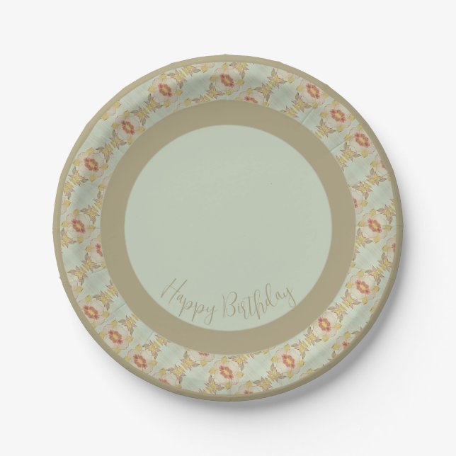 Assiettes En Carton Élégant motif floral détaillé (Devant)