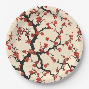 Assiettes En Carton Élégant Motif sans couture en fleur de cerisier (1