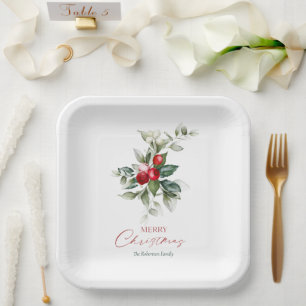 Assiettes En Carton Élégant Noël Holly