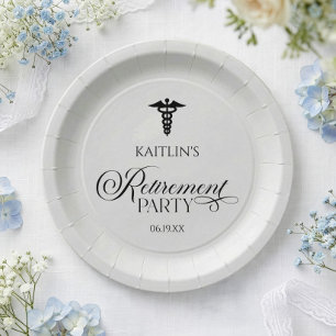 Assiettes En Carton Élégant parti de retraite Caduceus Médicale