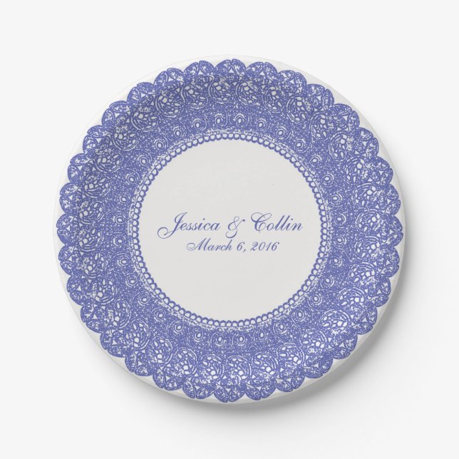 Assiettes En Carton Elégant poireau et dentelle blanche (Devant)