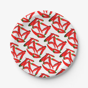Assiettes En Carton Élégant poivron rouge vert épicé