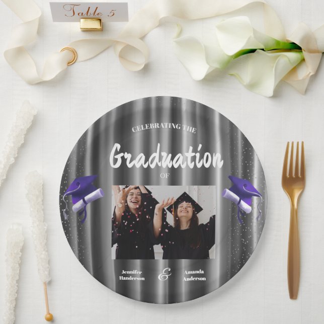 Assiettes En Carton Elegant purple double graduation  2 photo  (Mariage)
