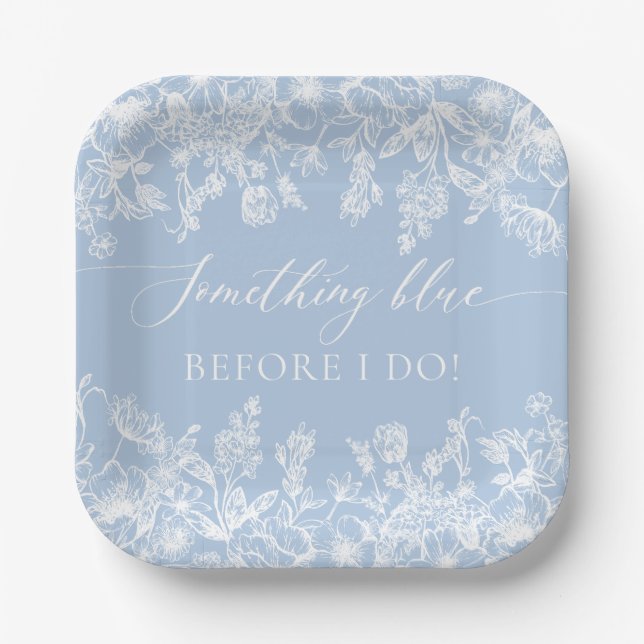 Assiettes En Carton Élégant quelque chose de bleu avant de faire Fête  (Recto)