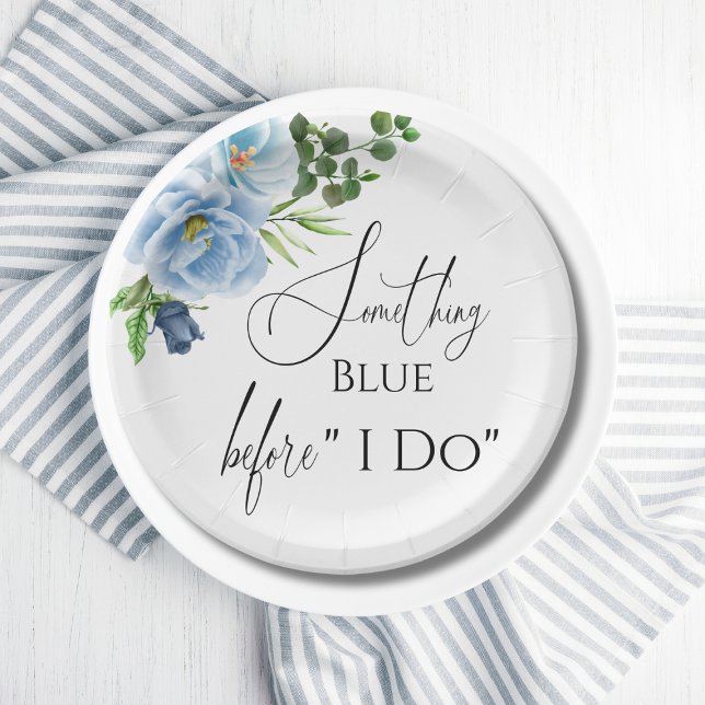 Assiettes En Carton Elégant quelque chose de bleu Fête des mariées Acc (Créateur téléchargé)