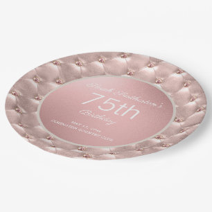 Assiettes En Carton Elégant Rose Rose Gold 75e anniversaire