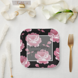 Assiettes En Carton Élégant Rose Vintage rose