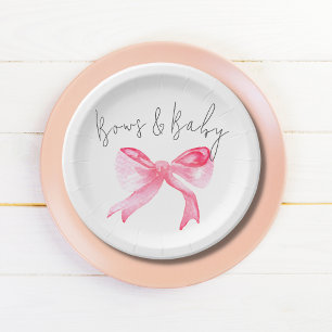 Assiettes En Carton Élégant Ruban rose vaches et Baby shower bébé fill