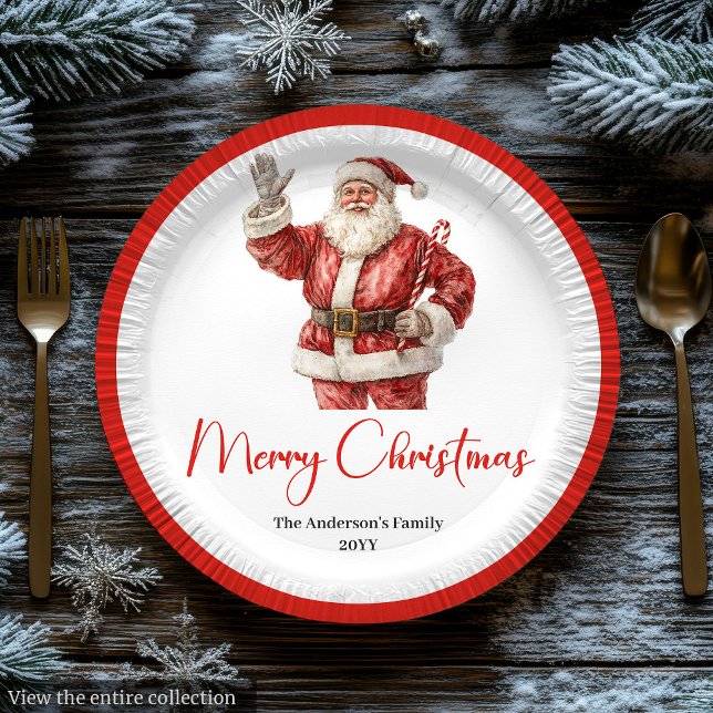 Assiettes En Carton Elegant Santa Claus Minimalist Cozy Christmas  (Elegant Santa Claus Minimalist Cozy Christmas Plate)