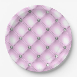 Assiettes En Carton Élégant Sparkle Purple Tufted Bling Mariage