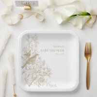 Elégant Tan Chinoiserie Nature Birds Baby shower