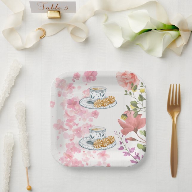 Assiettes En Carton Elegant Tea Party Vibes (Mariage)