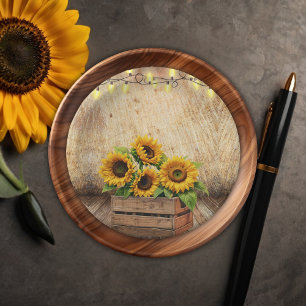 Assiettes En Carton Élégant tourbe de tournesol rustique Baby shower m