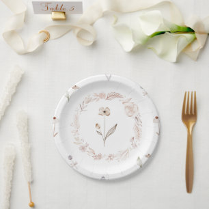 Assiettes En Carton Elegant Wildflower Boho Floral Garden Plate