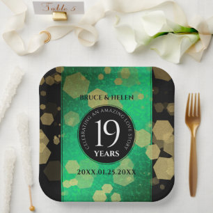 Assiettes En Carton Élégante 19e anniversaire du Mariage de Jade