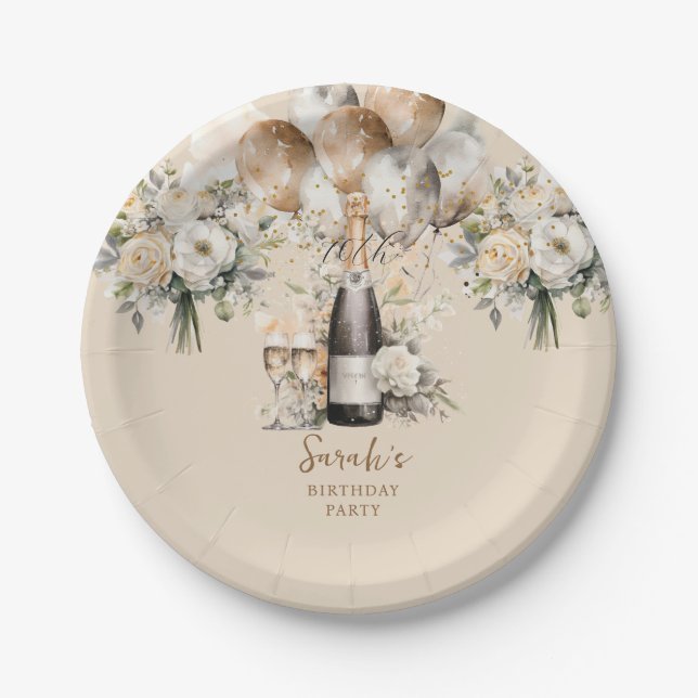 Assiettes En Carton Élégante 70e fête d'anniversaire surprise (Devant)