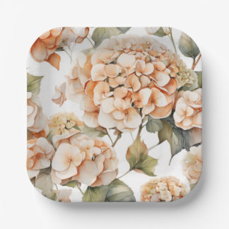 Assiettes En Carton Elégante aquarelle blanche vert orange boho
