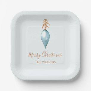 Assiettes En Carton Elégante aquarelle bleu unique Noël personnalisé