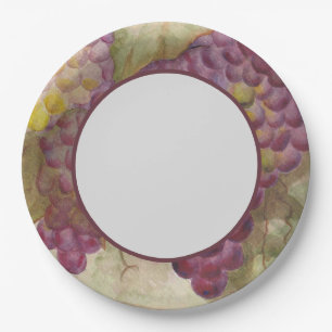 Assiettes En Carton Élégante aquarelle de vignoble, fête du vin