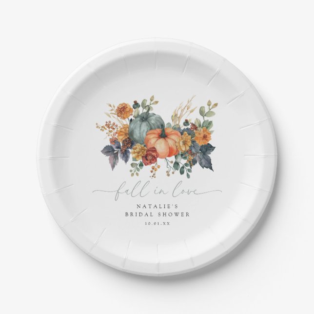 Assiettes En Carton Élégante Baby Shower de Mariage d'Automne (Devant)