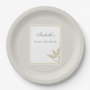 Assiettes En Carton Élégante Baby Shower Lin Chaleur Blé