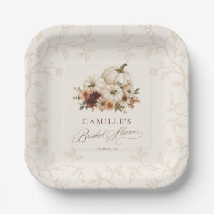 Assiettes En Carton Élégante douche de mariée citrouille et fleurs d'a