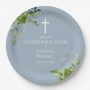 Assiettes En Carton Elégante Dusty Blue Green Confirmation