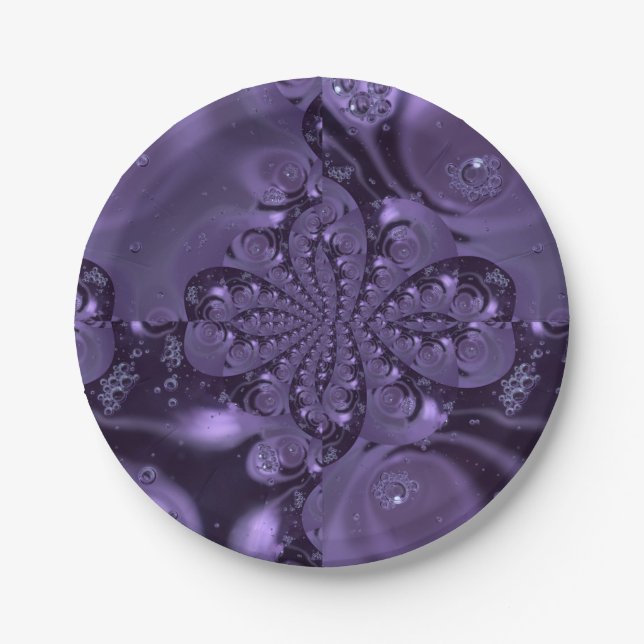 Assiettes En Carton Élégante étincelle Royale Purple Liquide (Devant)
