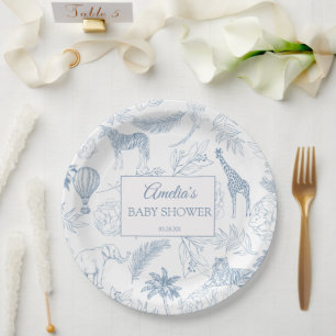 Assiettes En Carton Élégante Fête de Naissance Safari Animaux Jungle B