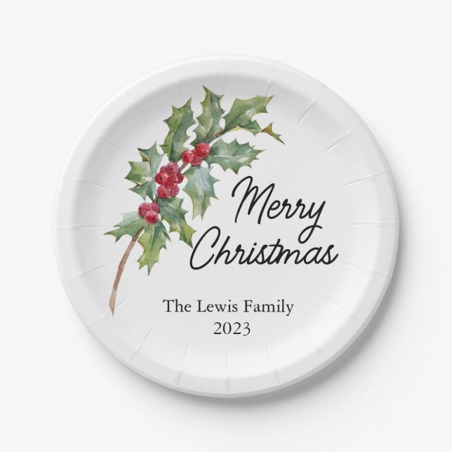 Assiettes En Carton Elégante Fête des Berries d'hiver (Devant)