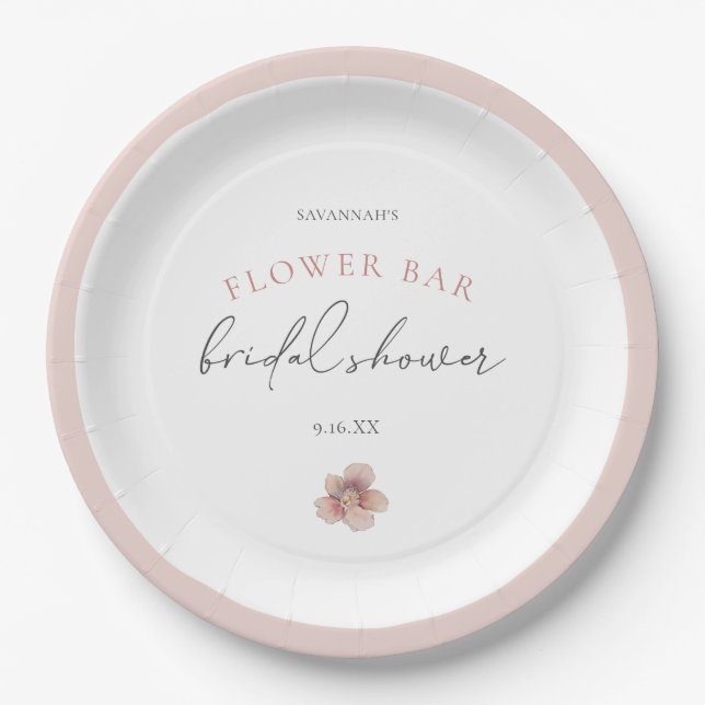 Assiettes En Carton Elégante Fête des mariées à fleurs rose (Devant)