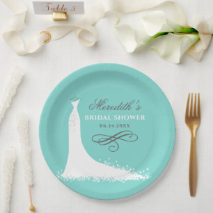 Assiettes En Carton Elégante Fête des mariées de Mariage bleu Aqua
