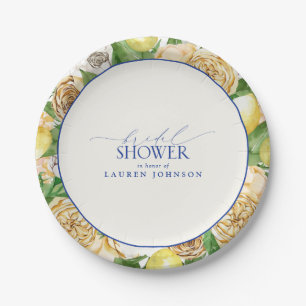 Assiettes En Carton Élégante Fête des mariées Florale de citron médite