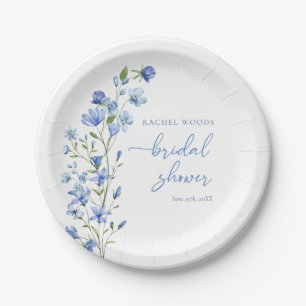 Assiettes En Carton Elégante Fête des mariées Florale Dusty Blue