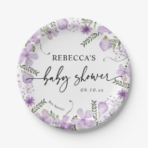 Assiettes En Carton Élégante Lavande Baby shower Floral Plaques de pap