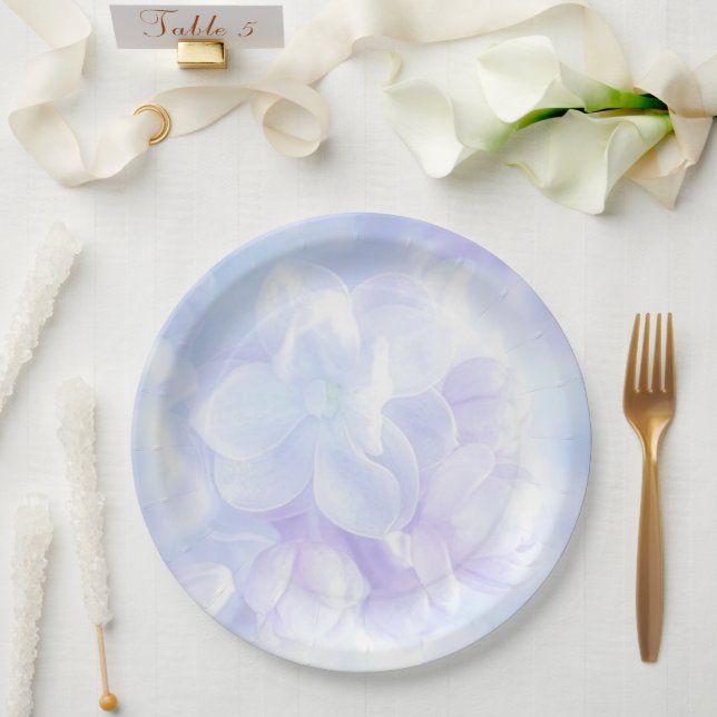 Assiettes En Carton Elégante Lilac Fleurs violettes Lumière Design (Mariage)