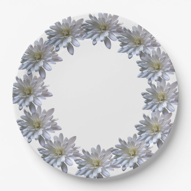 Assiettes En Carton Élégante marguerite florale blanche douce (Devant)