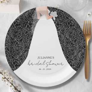 Assiettes En Carton Élégante mariée sur Fête des mariées noire
