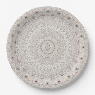 Assiettes En Carton Elégante Médaille Boho Beige
