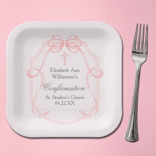 Assiettes En Carton Élégante Partie de confirmation du ruban de la boî