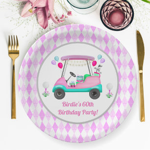Assiettes En Carton Élégante partie de golf féminin Panier Anniversair